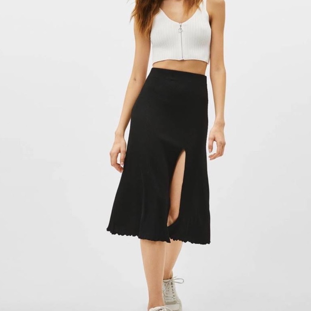 Bershka Ribbed Midi Skirt